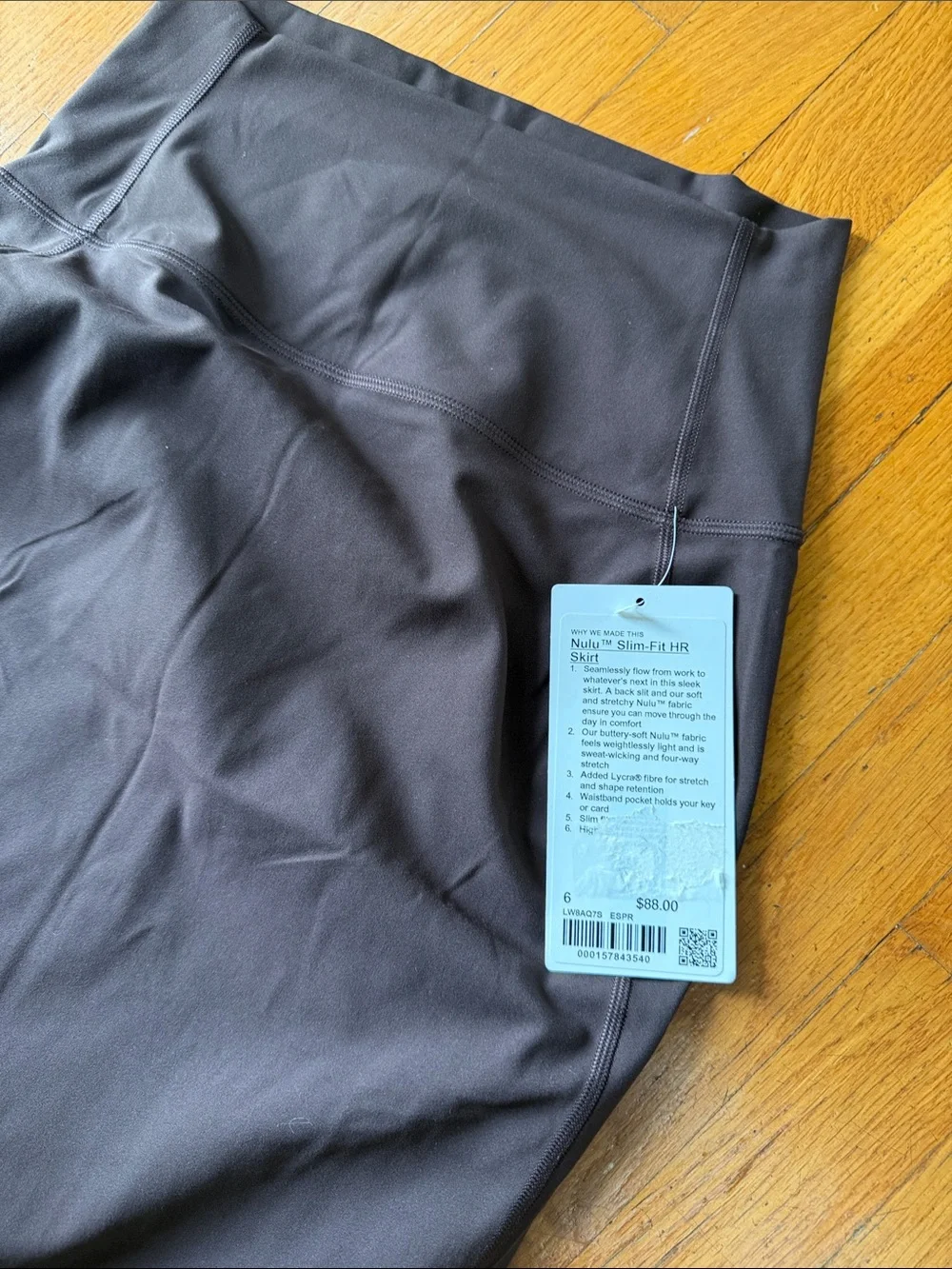 lululemon Nulu Slim-Fit High-Rise Midi Skirt size 6 in espresso, BNWT